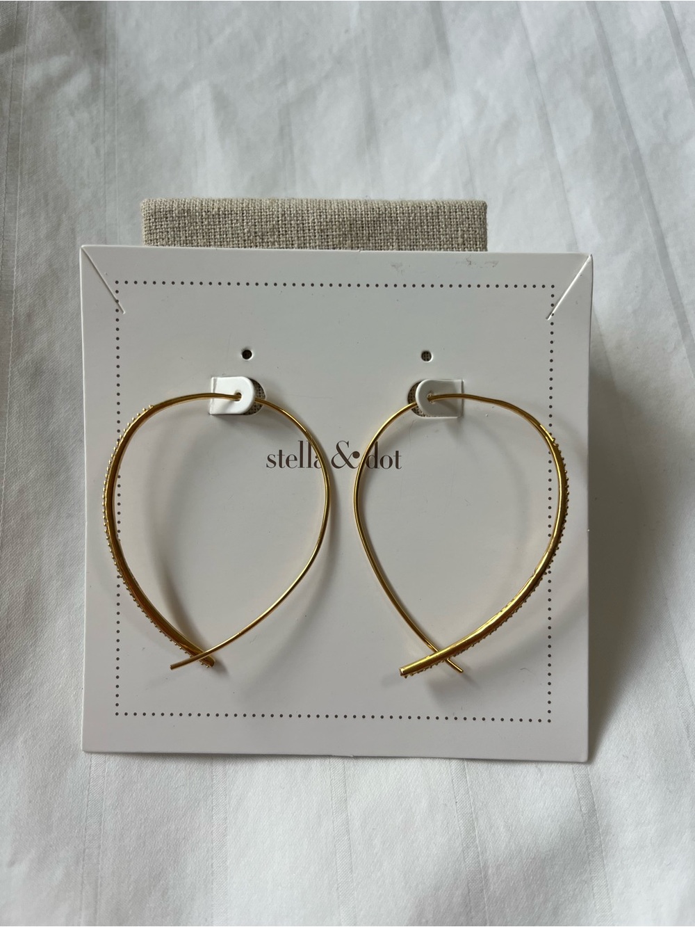 Stella & Dot Gold Crossover Hoop Earrings - Picture 2 of 5